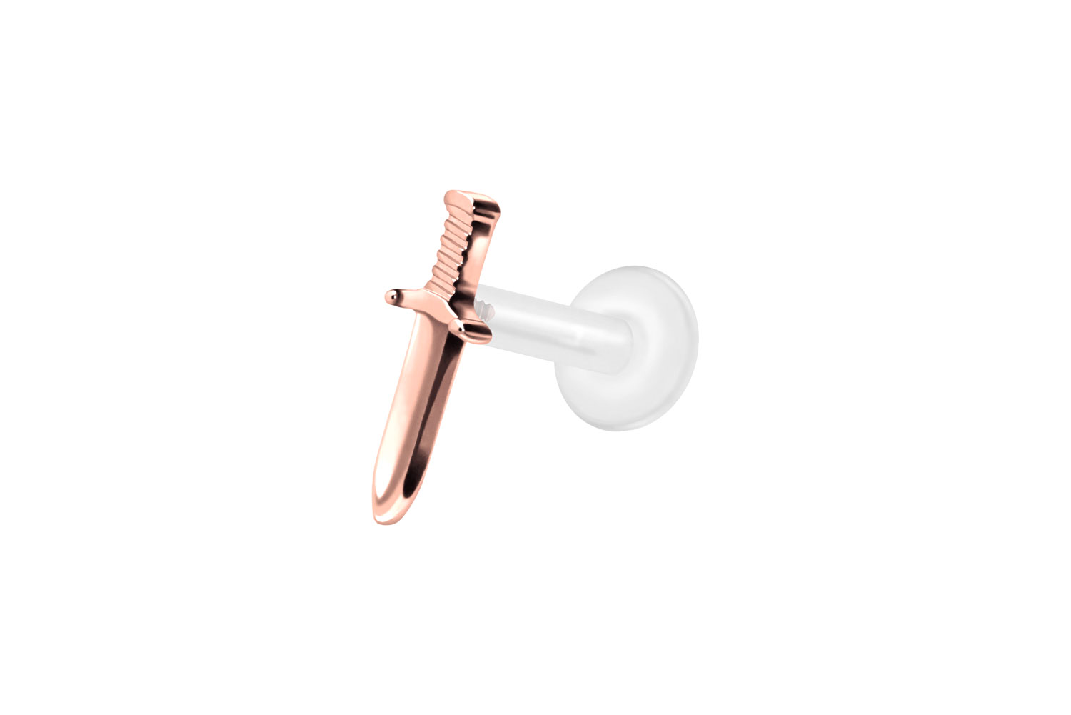 PTFE Labret Piercing mit Innengewinde + Titan-Aufsatz SCHWERT